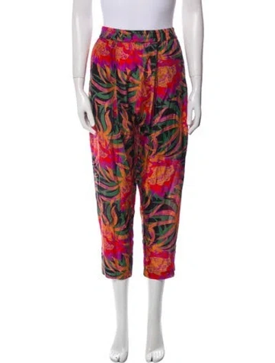 Pre-owned Raquel Allegra Printed Straight Leg Pants In Black
