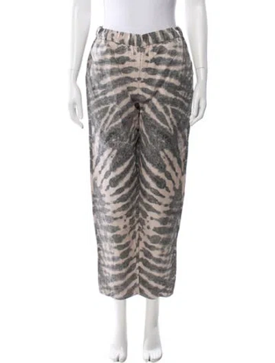 Pre-owned Raquel Allegra Printed Straight Leg Pants In Blue