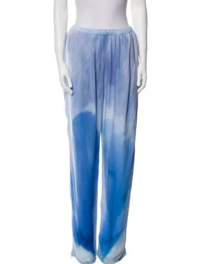 Pre-owned Raquel Allegra Printed Straight Leg Pants In Blue