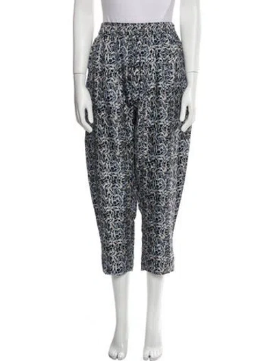 Pre-owned Raquel Allegra Printed Straight Leg Pants In Blue