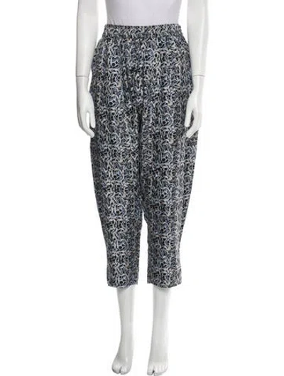 Pre-owned Raquel Allegra Printed Straight Leg Pants In Blue