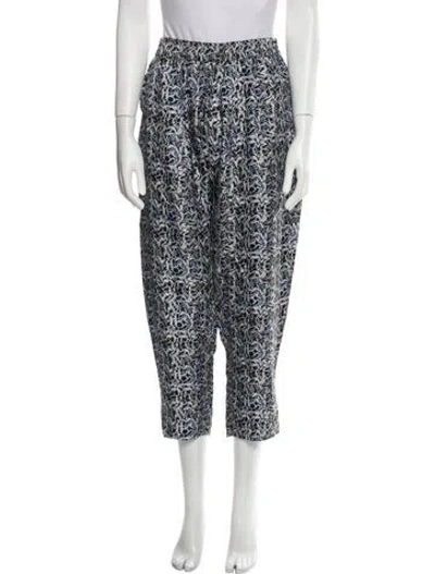 Pre-owned Raquel Allegra Printed Straight Leg Pants In Blue