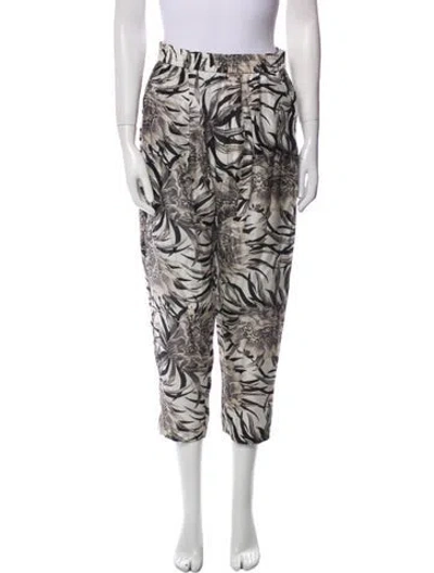 Pre-owned Raquel Allegra Printed Straight Leg Pants In Gray