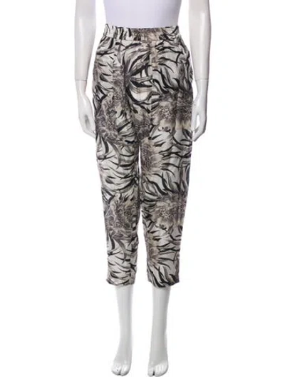 Pre-owned Raquel Allegra Printed Straight Leg Pants In White