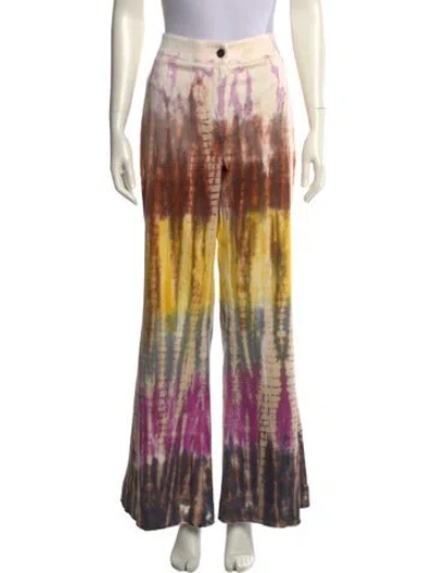 Pre-owned Raquel Allegra Printed Wide Leg Pants In Multi