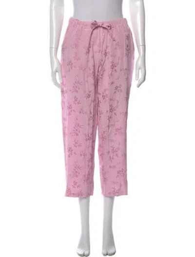 Pre-owned Raquel Allegra Printed Wide Leg Pants In Pink