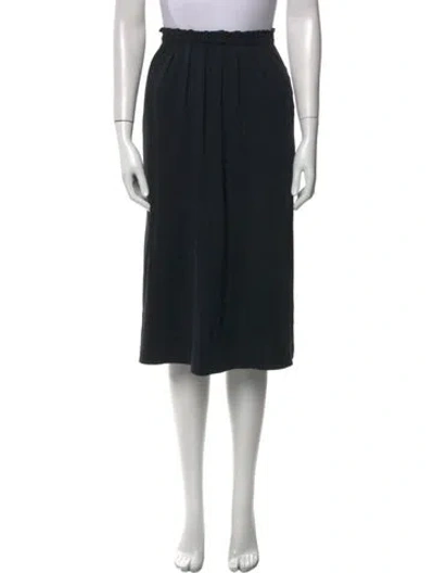 Pre-owned Raquel Allegra Raw-edge Trim Knee-length Skirt In Black