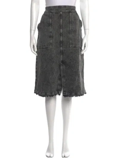Pre-owned Raquel Allegra Raw-edge Trim Knee-length Skirt In Gray