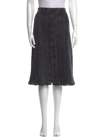 Pre-owned Raquel Allegra Raw-edge Trim Knee-length Skirt In Gray