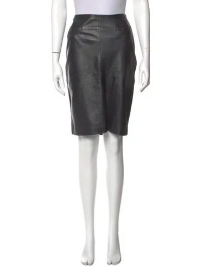Pre-owned Raquel Allegra Raw-edge Trim Knee-length Skirt In Gray