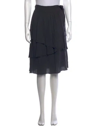 Pre-owned Raquel Allegra Raw-edge Trim Midi Length Skirt In Gray