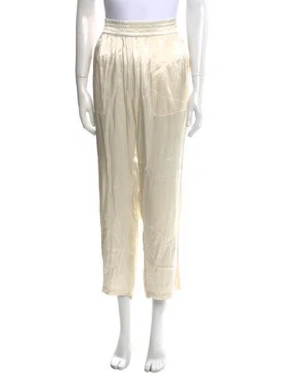Pre-owned Raquel Allegra Satin Straight Leg Pants W/ Tags In Neutral
