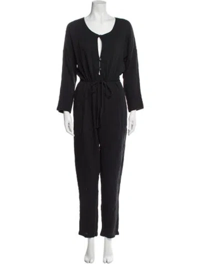 Pre-owned Raquel Allegra Scoop Neck Jumpsuit In Black
