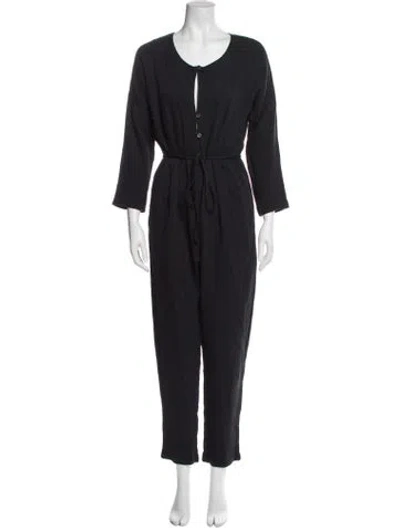 Pre-owned Raquel Allegra Scoop Neck Jumpsuit In Black