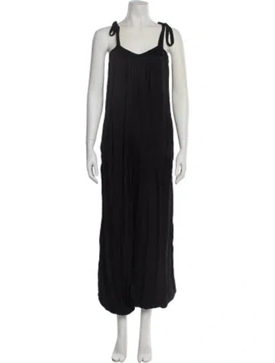 Pre-owned Raquel Allegra Scoop Neck Jumpsuit In Black