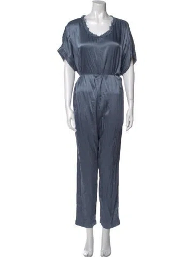 Pre-owned Raquel Allegra Scoop Neck Jumpsuit In Blue