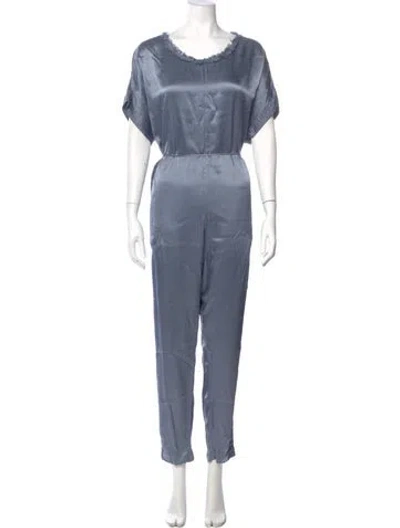 Pre-owned Raquel Allegra Scoop Neck Jumpsuit In Blue
