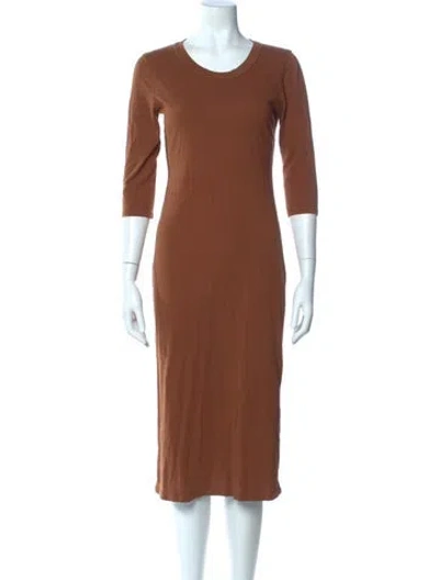 Pre-owned Raquel Allegra Scoop Neck Knee-length Dress In Brown