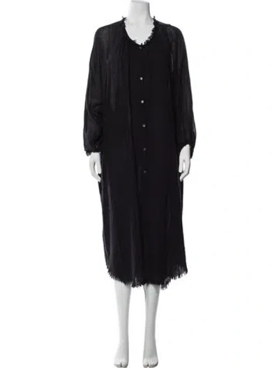 Pre-owned Raquel Allegra Scoop Neck Long Dress In Black