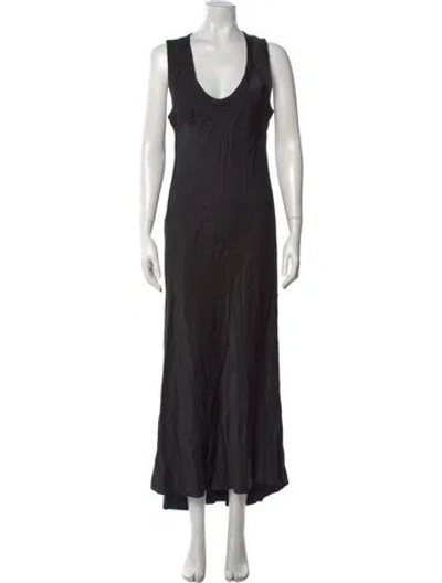 Pre-owned Raquel Allegra Scoop Neck Long Dress In Black