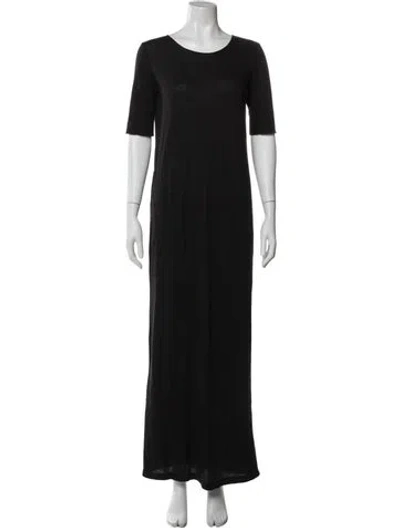 Pre-owned Raquel Allegra Scoop Neck Long Dress In Black