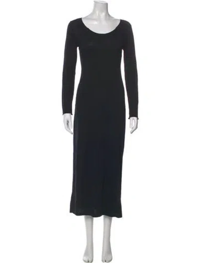 Pre-owned Raquel Allegra Scoop Neck Long Dress In Black