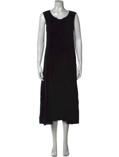 Pre-owned Raquel Allegra Scoop Neck Long Dress In Black