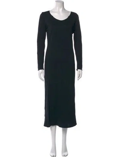 Pre-owned Raquel Allegra Scoop Neck Long Dress In Black