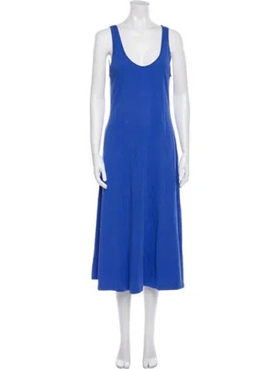 Pre-owned Raquel Allegra Scoop Neck Long Dress In Blue