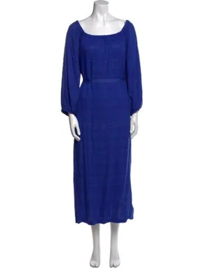 Pre-owned Raquel Allegra Scoop Neck Long Dress In Blue