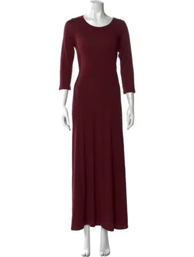 Pre-owned Raquel Allegra Scoop Neck Long Dress In Burgundy