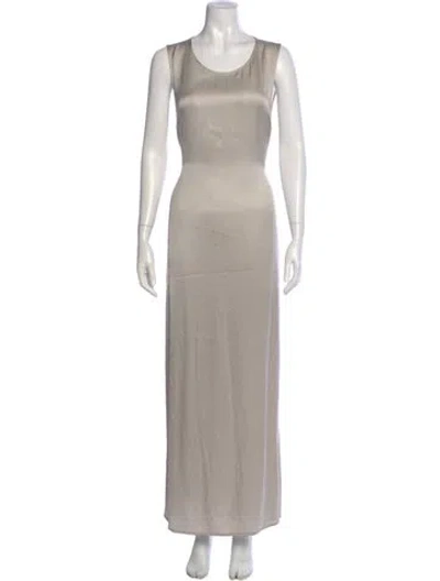 Pre-owned Raquel Allegra Scoop Neck Long Dress In Gray
