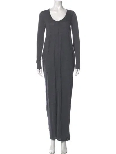 Pre-owned Raquel Allegra Scoop Neck Long Dress In Gray