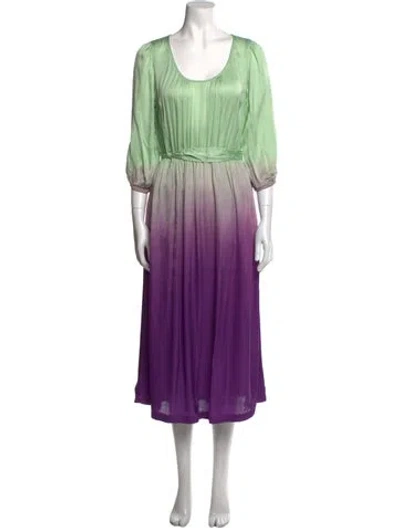 Pre-owned Raquel Allegra Scoop Neck Long Dress In Multi