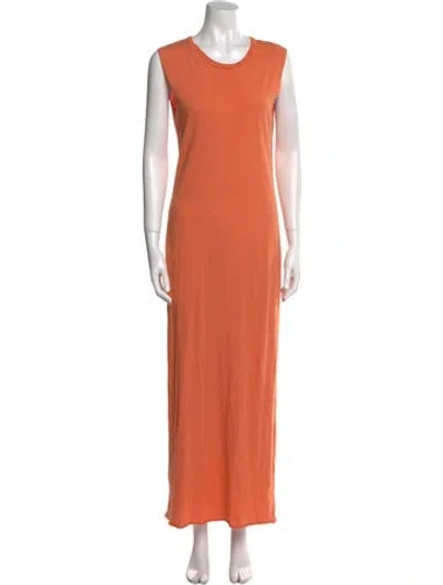 Pre-owned Raquel Allegra Scoop Neck Long Dress In Orange