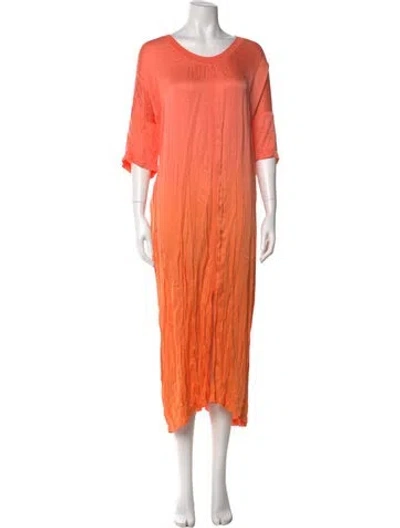Pre-owned Raquel Allegra Scoop Neck Long Dress In Pink