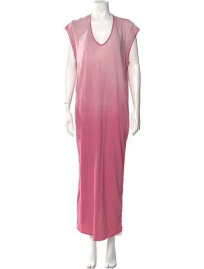 Pre-owned Raquel Allegra Scoop Neck Long Dress In Pink