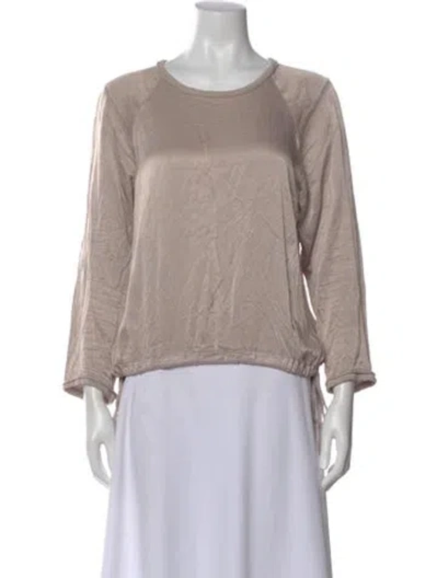 Pre-owned Raquel Allegra Scoop Neck Long Sleeve Sweatshirt In Neutral
