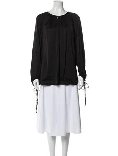 Pre-owned Raquel Allegra Scoop Neck Long Sleeve Top In Black