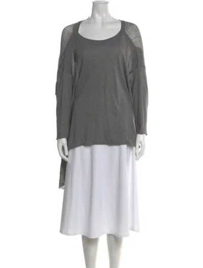 Pre-owned Raquel Allegra Scoop Neck Long Sleeve Top In Gray