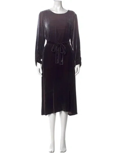 Pre-owned Raquel Allegra Scoop Neck Midi Length Dress In Black