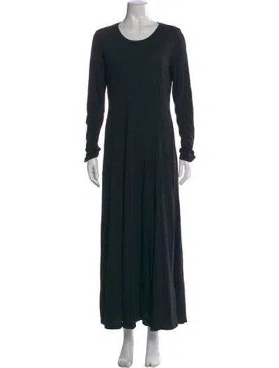 Pre-owned Raquel Allegra Scoop Neck Midi Length Dress In Black