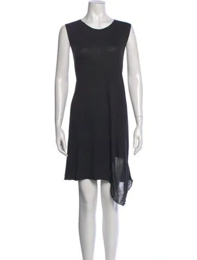 Pre-owned Raquel Allegra Scoop Neck Midi Length Dress In Black