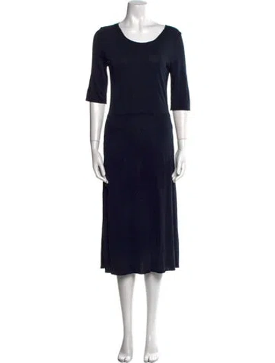 Pre-owned Raquel Allegra Scoop Neck Midi Length Dress In Black