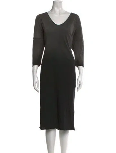 Pre-owned Raquel Allegra Scoop Neck Midi Length Dress In Black