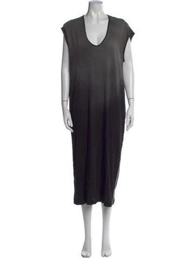 Pre-owned Raquel Allegra Scoop Neck Midi Length Dress In Black