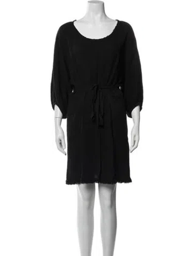 Pre-owned Raquel Allegra Scoop Neck Midi Length Dress In Black