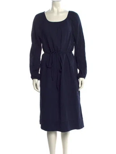 Pre-owned Raquel Allegra Scoop Neck Midi Length Dress In Blue