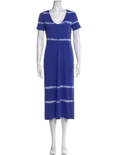Pre-owned Raquel Allegra Scoop Neck Midi Length Dress In Blue