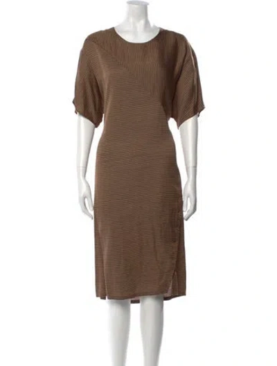 Pre-owned Raquel Allegra Scoop Neck Midi Length Dress In Brown